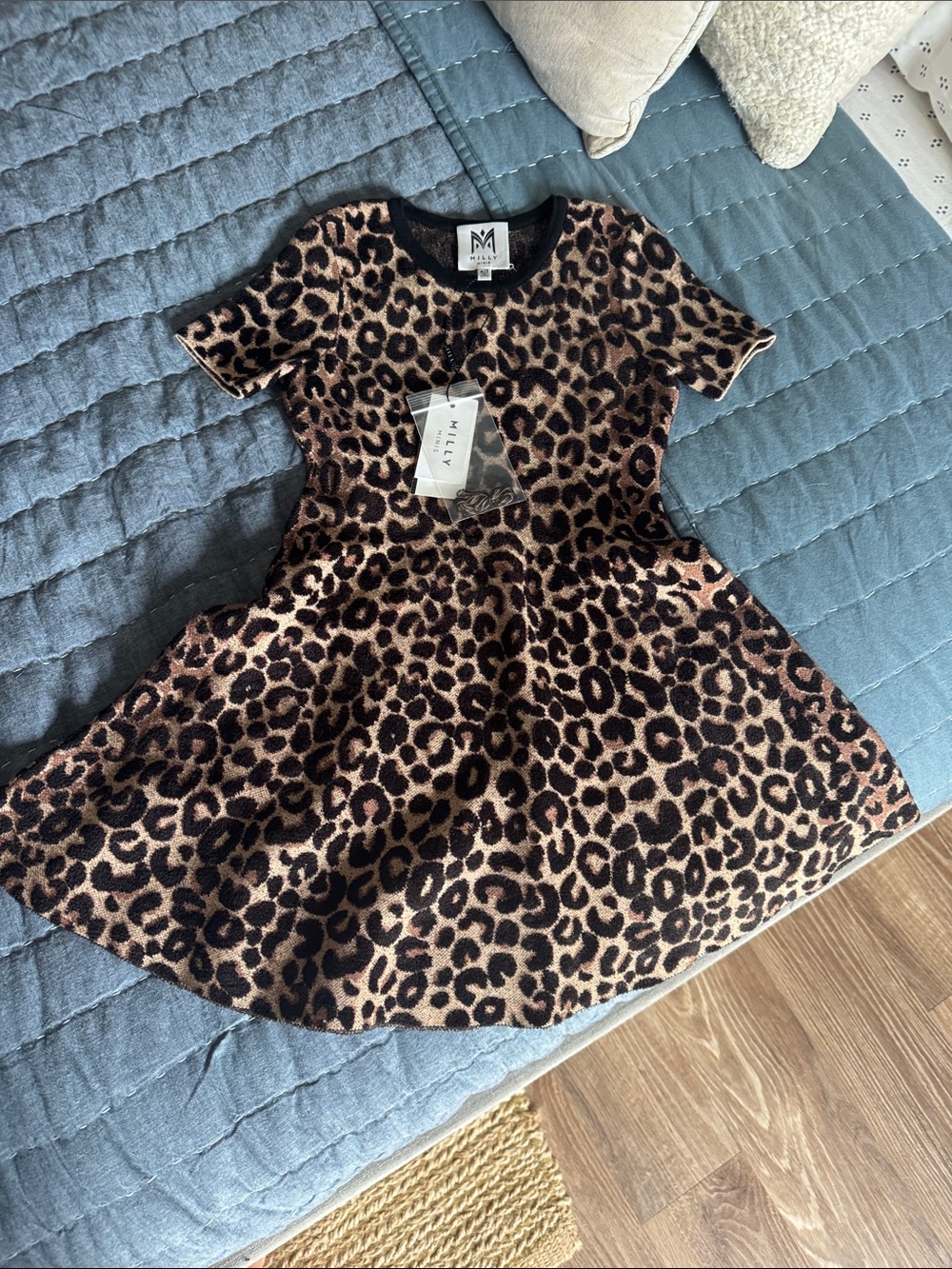 Designer Milly Minis Leopard Print Dress - Brown & Black very soft